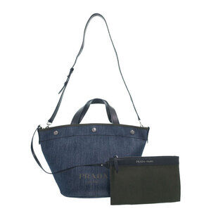 Prada Denim Leather Tote Bag